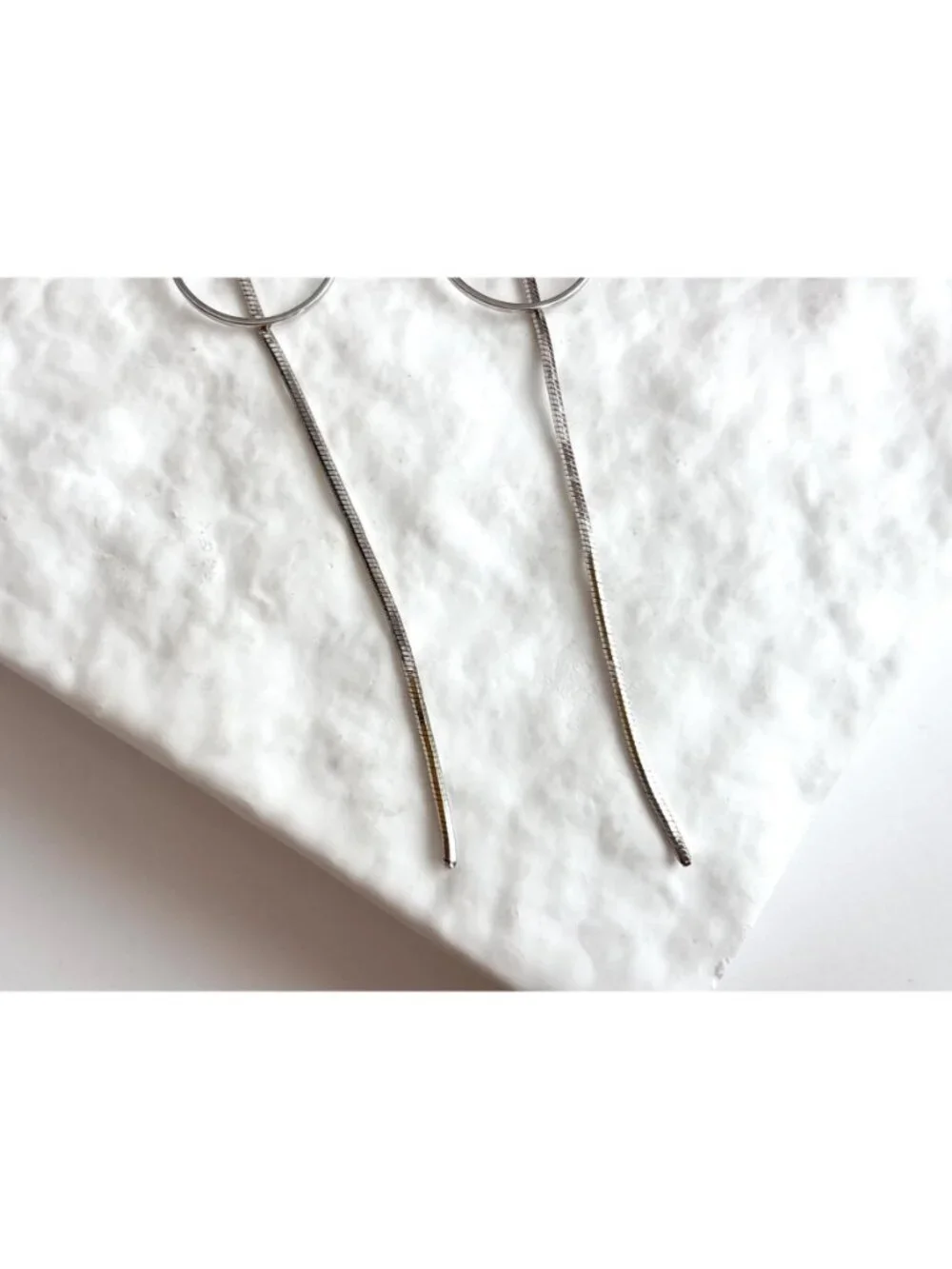 Minimalist Double Circle Vintage Sterling Silver 925 Dangle Drop Earrings